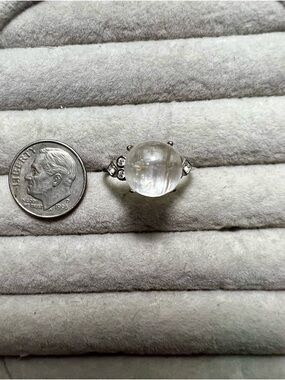 Iced Kunzite Crystal Sphere Ring in Silver